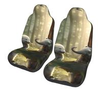 Oudrspo Fundas para Asientos de Coche con diseño de Elefante y Conejo Blanco para Mujer, Protector Universal para Asientos Delanteros de Coche, SUV, sedán y camión.