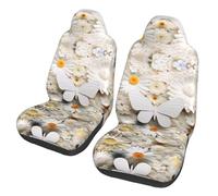 Oudrspo Fundas para Asientos de Coche con Estampado Floral Blanco y Mariposas de Colores para Mujer, Protector Universal para Asientos Delanteros de Coche, SUV, sedán y camión.