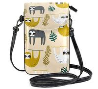 Oudrspo Funny Sloths Leaves Crossbody Phone Purse Small Mini Shoulder Bag Cell Phone Pouch Leather Wallet Best Gift for Valentines Day,Anniversary,Birthdays
