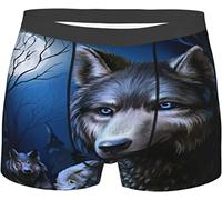 Oudrspo Galaxy Sky Moon Wolf Wild Mens Boxer Calzoncillos Ropa Interior Elástico Transpirable Trunks Shorts XX-Large