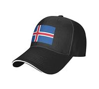 Oudrspo Gorra Ajustable con diseño de la Bandera de Islandia para Hombre y Mujer, Color Negro