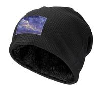 Oudrspo Gorro de Punto gofre Negro con Exquisito Estampado de brasas celestiales para Uso Informal en Invierno y otoño.