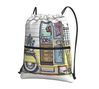 Oudrspo Happy Campers Outdoor Leisure Mochila con cordón con cremallera =>> 15.3 X 18in/ 39 X 46cm (LXH), buena para viajar, equipaje de mano, acampar