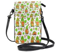 Oudrspo Happy St Patrick's Day Funny Gnomes Clover Beer Crossbody Phone Purse Small Mini Shoulder Bag Cell Phone Pouch Leather Wallet Best Gift for Valentines Day,Anniversary,Birthdays