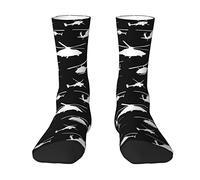Oudrspo Helicóptero Negro Mujer Hombre Calcetines de tripulación Calcetines de tripulación acolchados Calcetines de compresión atléticos
