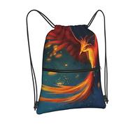 Oudrspo Hermosa mochila con cordón Phoenix In The Air, mochila con cordón y cremallera, mochila deportiva para gimnasio, viaje, Yoga, mochila para hombres y mujeres