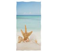 Oudrspo Hermosa Playa de Verano en 3D con Estrellas de mar y Conchas Imprimir Toallas de Mano absorbentes Suaves para Invitados para baño, Hotel, Gimnasio y SPA