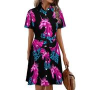 Oudrspo Horse I'm The Big Sister Women's Shirt Dress Midi Short Sleeve Summer Button Down Dresses