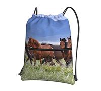 Oudrspo Horse In Nature Outdoor Leisure Mochila con cordón con cremallera =>> 15.3 X 18in/ 39 X 46cm (LXH), ideal para viajes, equipaje de mano, equipaje, camping