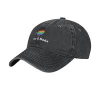 Oudrspo I Love My 2 Dads with Rainbow Heart Día del Padre Gay Pride Hat Ajustable Hombres Mujeres Unisex Gorra de béisbol Algodón Lavado Denim
