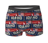 Oudrspo Idaho Estados Unidos Bandera Mapa Rojo Azul Hombres Boxer Calzoncillos Ropa Interior para Hombre Novedad Regalos Estiramiento Comodidad Suave Breve