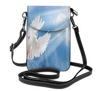 Oudrspo Jumusi White Dove Blue Sky Clouds Mujeres pequeño Crossbody teléfono Celular Monedero Cuero Moda Bolso de Hombro con Correa para el Hombro