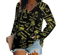 Oudrspo Keep Calm and Trust Me I Am A Lawyer Women's Long Sleeve Shirts V Neck Tees Casual Loose Tops Trendy Basic Blouse