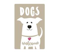 Oudrspo Letrero de estaño para perro, carteles de bienvenida vintage, habitación de granja familiar, baño, hogar, club, decoración de pared, regalo de cumpleaños, 8x12 pulgadas