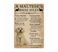 Oudrspo Letrero de hojalata vintage de metal de aluminio con las reglas de la casa de Maltés, 8 x 12 pulgadas, póster de hojalata para decoración de pared, nuevo