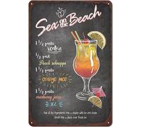 Oudrspo Letrero de lata de cóctel Sex on The Beach Recetas de cócteles Placa de cartel de metal Decoración de bar Letreros para el hogar Bar Restaurante Decoración de pared 8x12 pulgadas