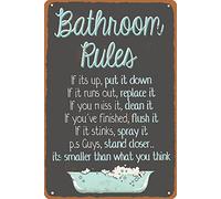 Oudrspo Letreros de Metal con reglas de baño, cartel de baño Vintage, decoración de habitación, club, garaje, decoración de pared, placa impresa, letrero de aluminio de 8x12 pulgadas