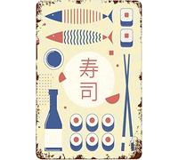 Oudrspo Letreros de metal de sushi japonés, decoración de restaurante vintage, cartel de aluminio, carteles de cocina, arte de pared para club, tienda, decoración del hogar, placa de 12.0 x 16.0 in
