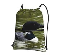 Oudrspo Loon Nature Bird Outdoor Leisure Mochila con cordón con cremallera =>> 15.3 X 18in/ 39 X 46cm (LXH), ideal para viajes, equipaje de mano, equipaje, camping
