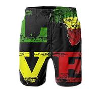 Oudrspo Love Africa Map Print Rasta Reggae Lion Hombres 3D Impreso Swim Trunks Quick Dry Summer Surf Board Shorts Trajes de baño Pantalones
