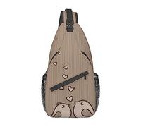 Oudrspo Love Birdie Stripe Sling Bag Mochila cruzada de viaje Mochila de pecho para hombres y mujeres, hombros izquierdo y derecho ajustables Senderismo Mochila informal