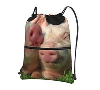 Oudrspo Lovely Pig Grass Outdoor Leisure Mochila con cordón con cremallera =>> 15.3 X 18in/ 39 X 46cm (LXH), ideal para viajes, equipaje de mano, equipaje, camping