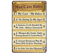 Oudrspo Man Cave Rules Metal Tin Signs My Cave My Rules Posters Retro Print Placa Decoración Hogar Dormitorio Granja Decoración de Pared 12x16 pulgadas