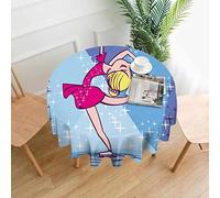 Oudrspo Mantel Redondo 60 Pulgadas Chica Patinando, Hermosa Mujer Bailando En Foco sobre Hielo Mantel De Poliéster Lavable Mantel Decoraciones para Picnic, Cocina, Fiesta Navideña