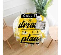 Oudrspo Mantel Redondo de 60 Pulgadas con Cita inspiradora, Cita Motivacional No lo llames un sueño Llámalo un Plan Mantel de poliéster Lavable Decoraciones para Picnic, Cocina, Fiesta navideña