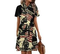 Oudrspo Memorial Day All Gave Some Some Gave All Women's Shirt Dress Midi Short Sleeve Summer Button Down Dresses