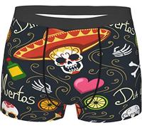 Oudrspo Mexico Sugar Skull Floral Heart Calzoncillos bóxer para Hombre Ropa Interior Estiramiento Transpirable Troncos Pantalones Cortos X-Large