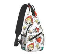 Oudrspo Mochila bandolera ligera con diseño de calavera, mochila para el pecho al aire libre con correa ajustable para ciclismo, gimnasio, senderismo