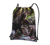 Oudrspo Mochila con cordón con cremallera Bear Outdoor Leisure =>> 15.3 X 18in/ 39 X 46cm (LXH), ideal para viajes, equipaje de mano, equipaje, camping