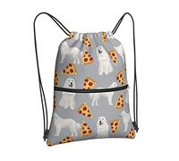 Oudrspo Mochila con cordón para Pizza Great Pyrenees, mochila con cordón y cremallera, mochila deportiva para gimnasio, viaje, Yoga, mochila para hombres y mujeres