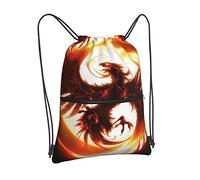 Oudrspo Mochila con cordón Phoenix In The Dark, mochila con cordón y cremallera, mochila deportiva para gimnasio, viaje, Yoga, mochila para hombres y mujeres