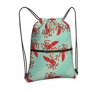 Oudrspo Mochila con cordón The Giant Squid Eats Subs, mochila con cordón y cremallera, mochila deportiva para gimnasio, viaje, Yoga, mochila para hombres y mujeres