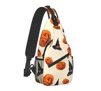 Oudrspo Mochila de hombro ligera para hombre con diseño de calabaza y calavera, bolsas de gimnasio ajustables, bolsa de pecho de gran capacidad con correa ajustable para el hombro