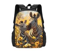 Oudrspo Mochila Zebra in the Wildflowers, bolsa de viaje ligera, mochila informal para el día a día, mochila para portátil, ajustable para hombres y mujeres, 16,5 pulgadas.