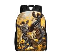 Oudrspo Mochila Zebra in the Wildflowers de 40 cm | Mochila informal ligera para viajes con compartimento para portátil. Mochila versátil para ir al trabajo, hacer senderismo y para uso diario.