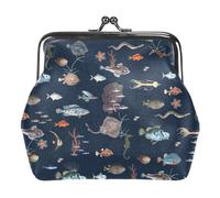 Oudrspo Monederos y Carteras con Cierre de Beso para Mujer, con diseño de Animales Marinos y Peces, Varios Modelos, Bolso Cruzado con Hebilla