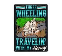 Oudrspo Motocicleta triciclo vintage de tres ruedas viajando con mi miel, póster de miel de vacaciones, letrero de hojalata de aluminio de 8 x 12 pulgadas, decoración de pared