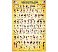 Oudrspo Muay Thai Skills Knowledge Metal Sign Prajowsear Muay Boran Style Infografía Posters Placa para el hogar Club Hombres Cueva Garaje Decoración de pared 12.0 x 16.0 in