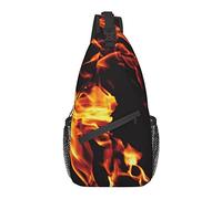 Oudrspo Mujeres Hombres Sling Bag Antirrobo Compatible con Fire Flame Black Chest Pack Mochila de hombro al aire libre Bolsos cruzados Mochilas causales para senderismo Ciclismo y viajes