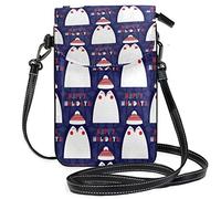Oudrspo Navy Blue Penguin Crossbody Phone Purse Small Mini Shoulder Bag Cell Phone Pouch Leather Wallet for Women Girls
