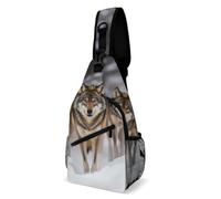 Oudrspo Pack of Wolves Sling Bag for Men Women Crossbody Backpack Peony Flowers Blossoms Crossbody Bag Chest Bags for Travel Sport