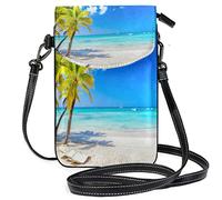 Oudrspo Palm Trees Beach Crossbody Phone Purse Small Mini Shoulder Bag Cell Phone Pouch Leather Wallet Best Gift for Valentines Day,Anniversary,Birthdays