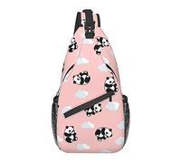 Oudrspo Panda y Bambú Sling Bag,Mochila cruzada hombro pecho bolsa para mujeres hombres viajes al aire libre senderismo Daypack