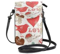 Oudrspo Paris Style Love Bird Flower Crossbody Phone Purse Small Mini Shoulder Bag Cell Phone Pouch Leather Wallet Best Gift for Valentines Day,Anniversary,Birthdays