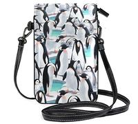 Oudrspo Penguin on The Snow Crossbody Phone Purse Small Mini Shoulder Bag Cell Phone Pouch Leather Wallet Best Gift for Valentines Day,Anniversary,Birthdays