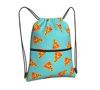 Oudrspo Pizza Slice Fast Food Royalty Mochila con cordón Bolsa Cordón Cremallera Mochila Deporte Gimnasio Viajes Yoga Sackpack para hombres Mujeres